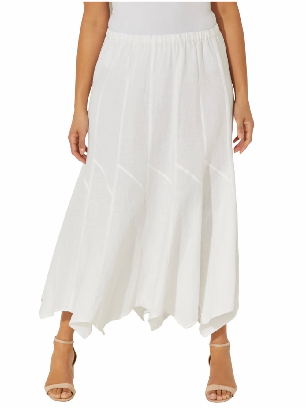 Any Wear By Catherines Linen Flounce Midi Skirt